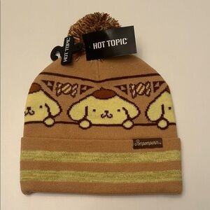 NEW NWT Hot Topic Pompompurin Tan Brown Knit Beanie